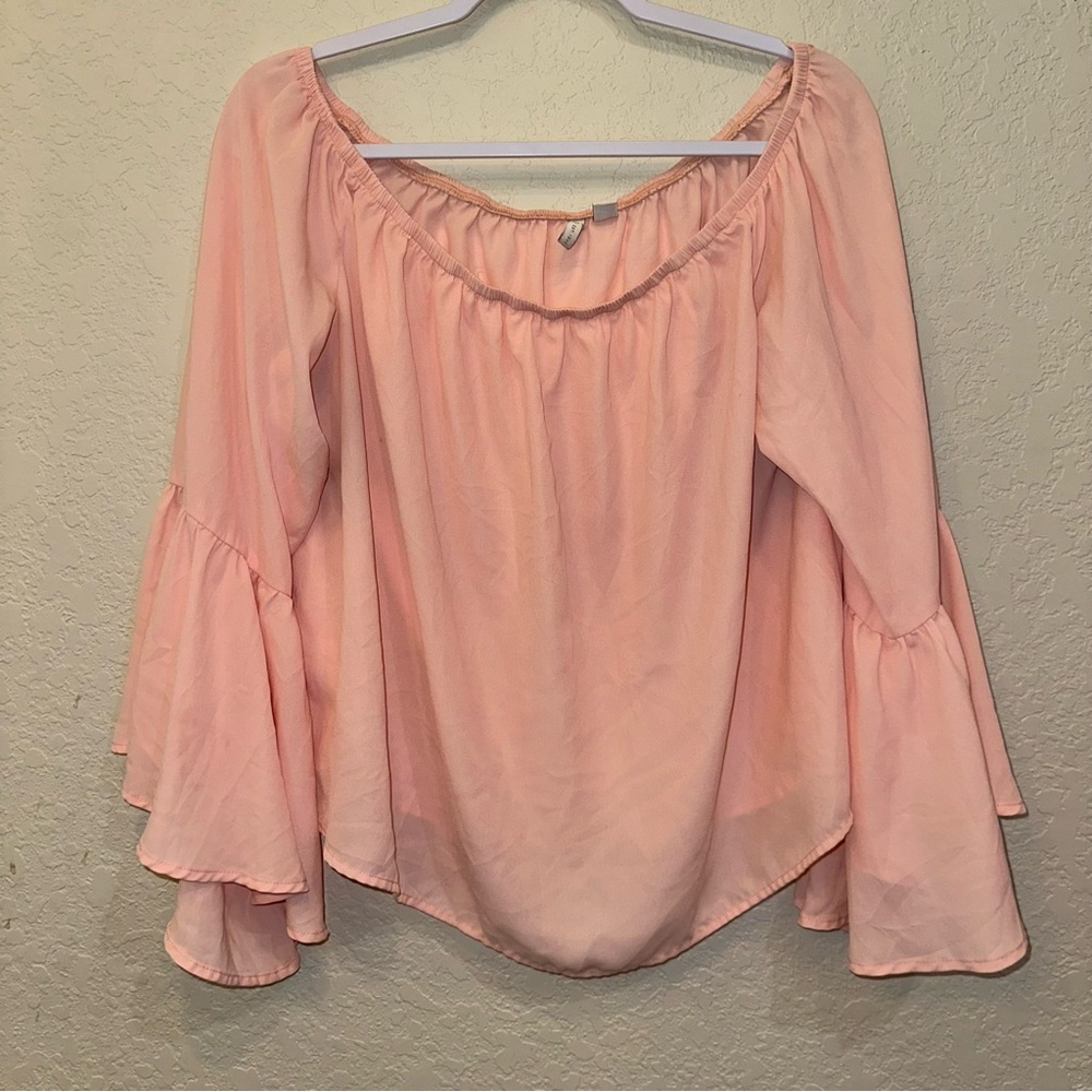 Cato XL Business Workwear Pink Bell Sleeve Preppy Barbiecore Spring Summer Top